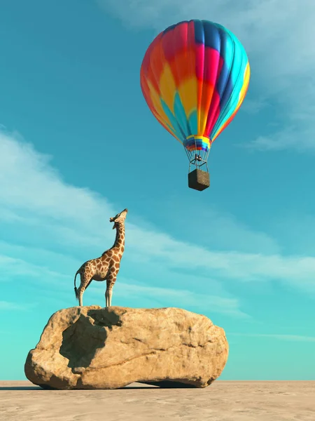 Giraff till ballong — Stockfoto