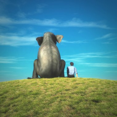 İnsan ve fil birlikte