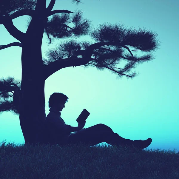Leyendo bajo un árbol —  Fotos de Stock