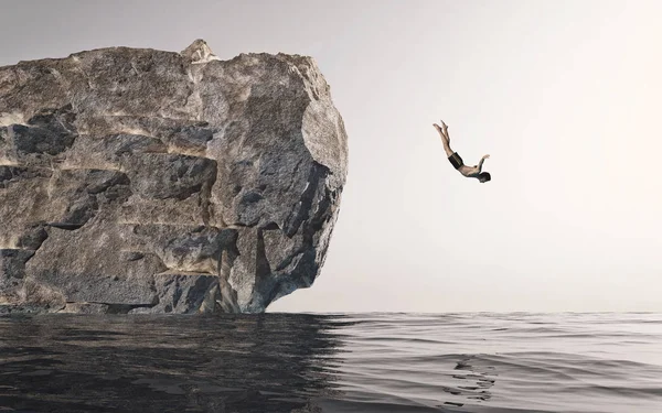 Springen in het water — Stockfoto