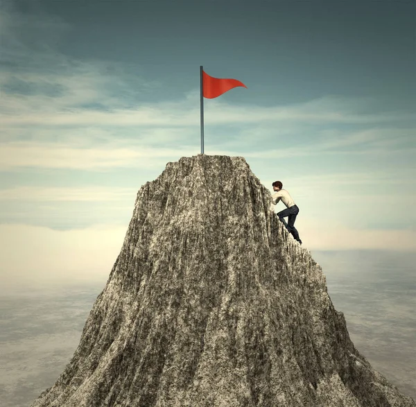 Climbing to the flag — Stock Photo, Image