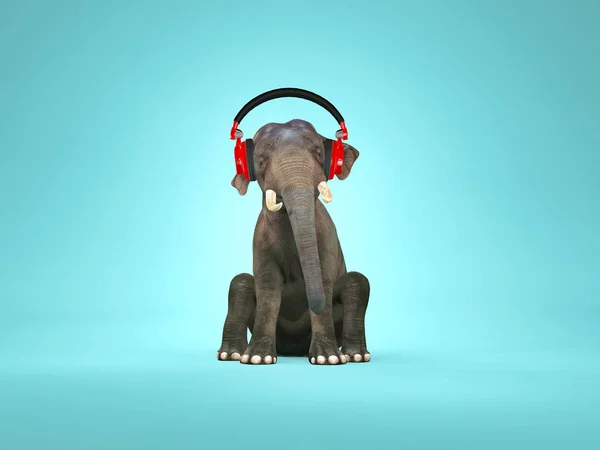 Elefante escuchando música — Foto de Stock