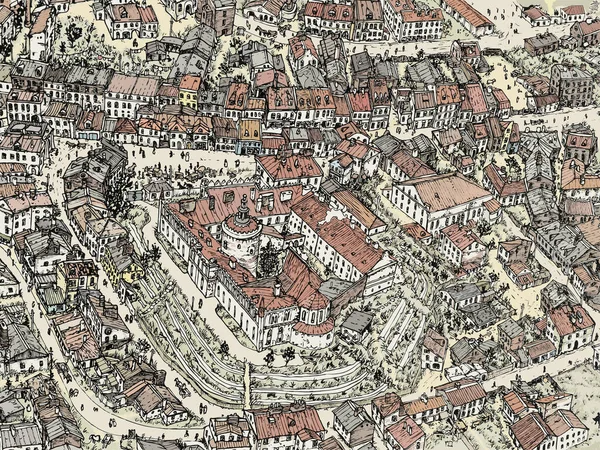 Lublin Grafik Mürekkep Çizimi — Stok fotoğraf