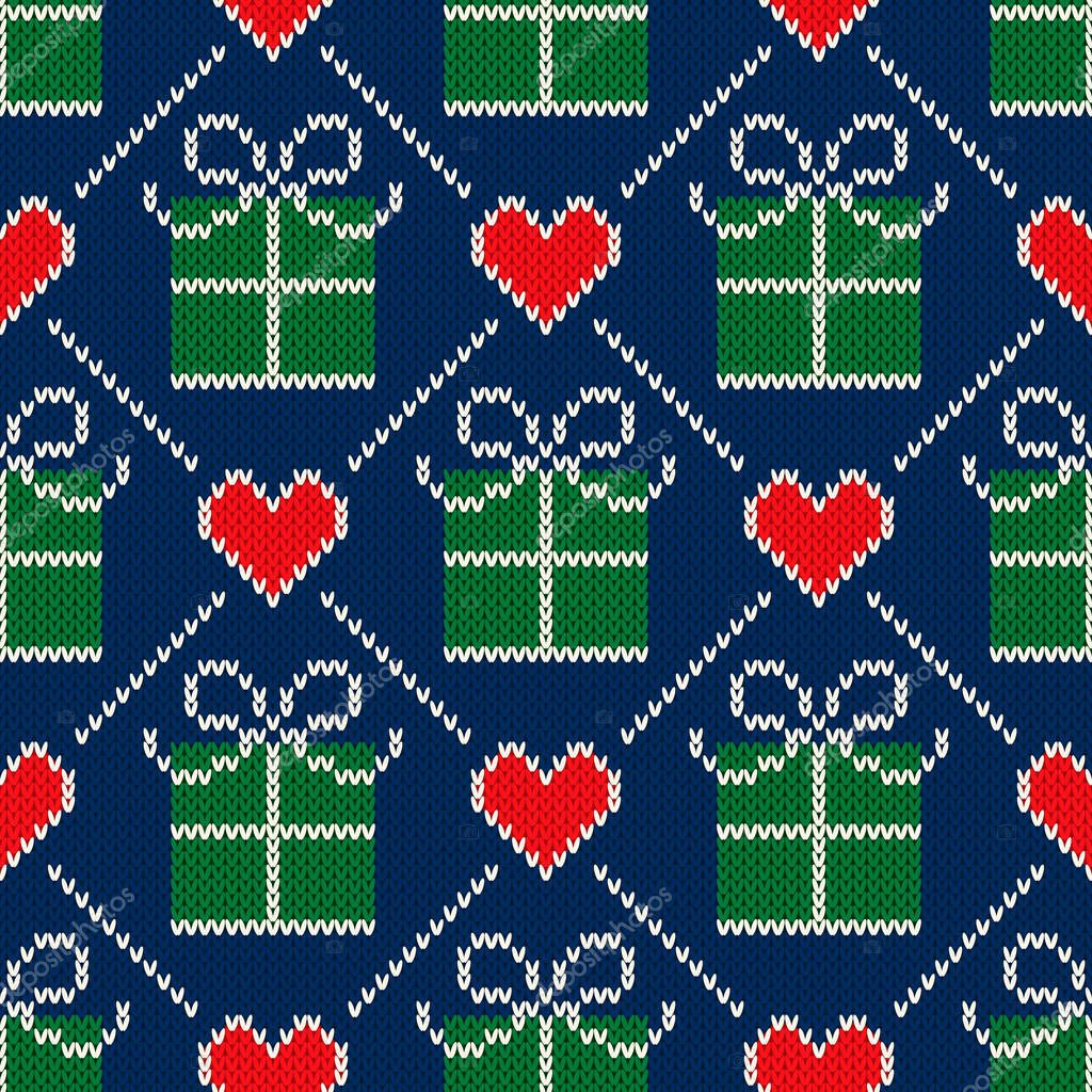 Download Ugly Christmas Sweater Party Pattern Design Winter Holiday Seamless Wool Knit Texture Background With Gift Boxes And Hearts Ornament Premium Vector In Adobe Illustrator Ai Ai Format Encapsulated Postscript SVG Cut Files