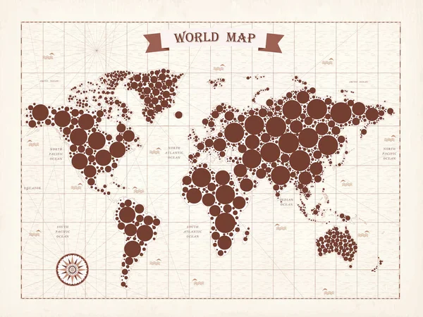 Koffiepauze Koffie Tijd Koffiebonen Kaart Van Wereld Van Turkse Koffie — Stockvector