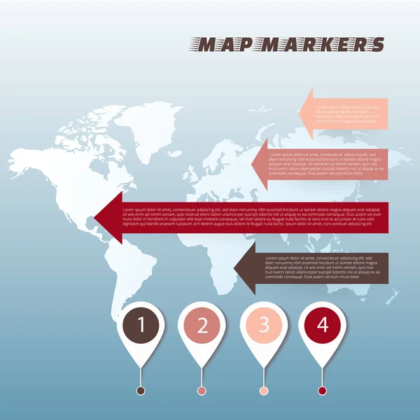 Σετ Πολύχρωμα Χάρτης Δείκτη Στο Χάρτη Του Κόσμου Εικονογράφηση Διάνυσμα — Διανυσματικό Αρχείο