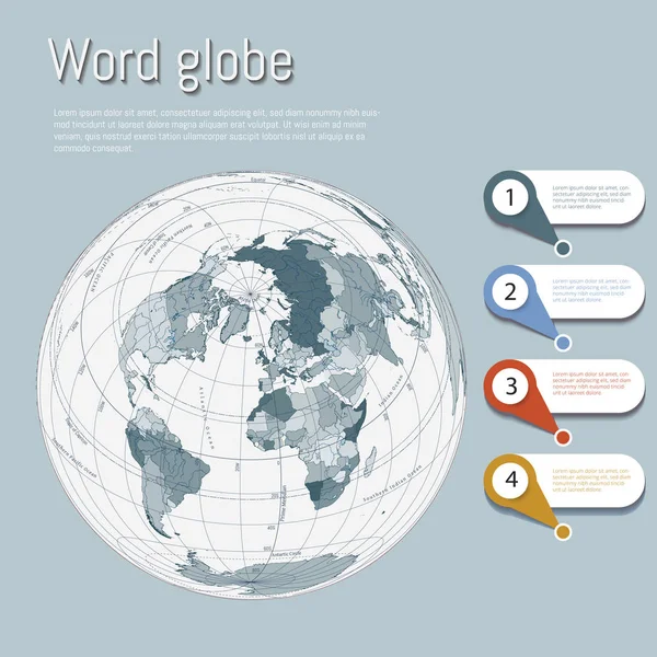 Σύγχρονη 3d globe έννοια με παγκόσμιο χάρτη — Διανυσματικό Αρχείο
