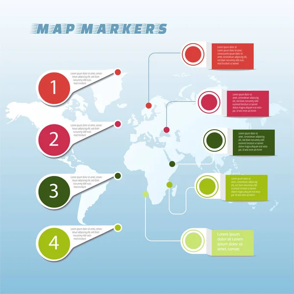 Zestaw markerów kolorowe mapy / mapy wskaźnik / ikona lokalizacji. Koncer — Wektor stockowy
