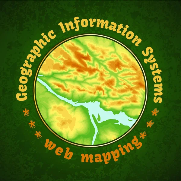 地理信息系统横幅与地形背景圆概念 — 图库矢量图片