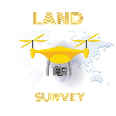 Jeodezi ölçme donanımları, drone, arazi araştırması ve jeodezi afiş için mühendislik teknolojisi