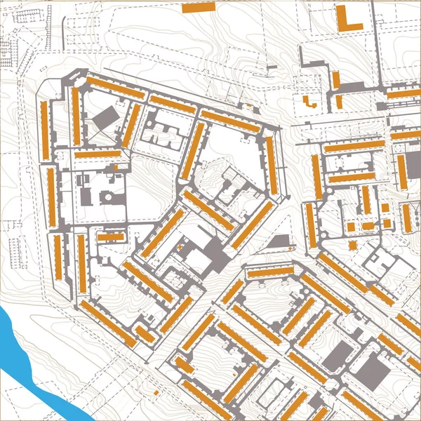 Ogólna edytowalna wektorowa Mapa miasta bez nazw — Wektor stockowy