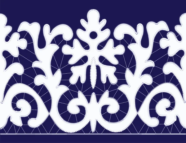 黒の背景に白のリシュリュー刺繍パターン — ストックベクタ