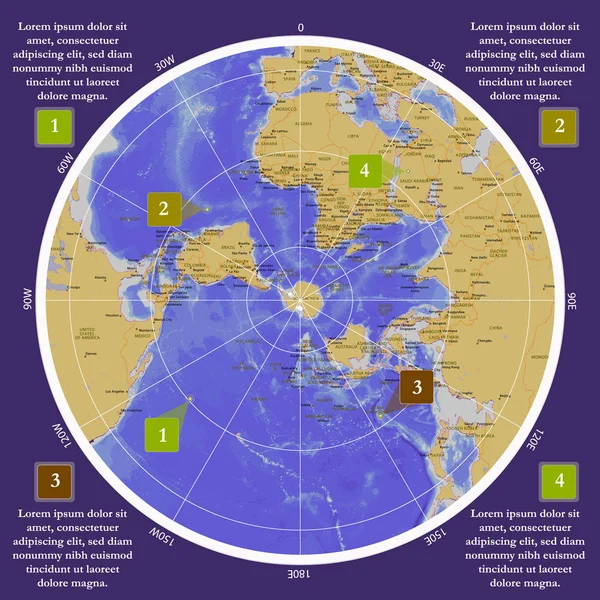Παγκόσμιος Χάρτης Πολική Προβολή Πλέγμα Ανταρκτική Κέντρο — Φωτογραφία Αρχείου