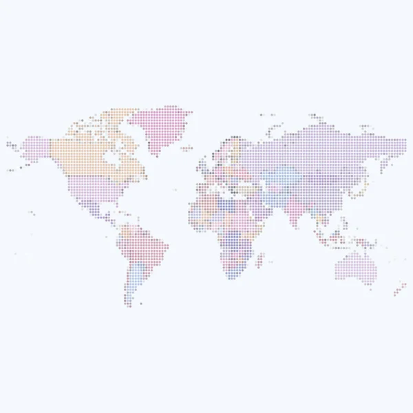 Mappa del mondo a punti su sfondo bianco. Illustrazione vettoriale — Vettoriale Stock