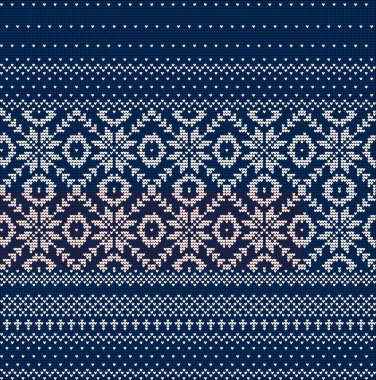 Kış Tatili Mavi Renkte Dikişsiz Örme Desen