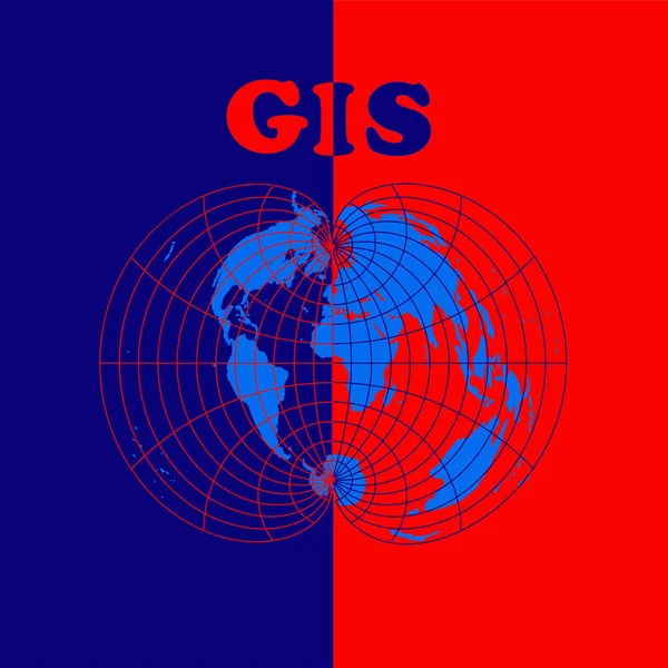 Geographic information systems logo in blue and red colors — Stock Vector