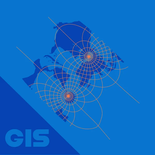 Λογότυπος συστημάτων γεωγραφικών πληροφοριών σε μπλε χρώμα Εικονογράφηση Αρχείου