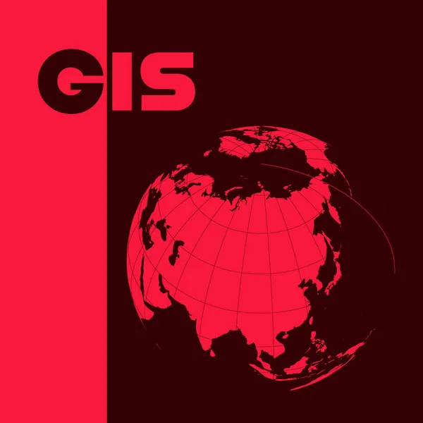 Gis και banner χαρτογράφησης σε κόκκινα ciolors Διάνυσμα Αρχείου