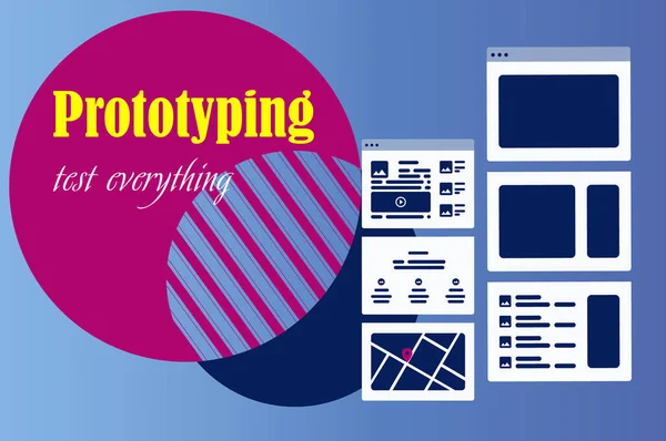 Bilgisayardaki düz konseptin vektör illüstrasyonu yanıt veren web tasarımı prototipi