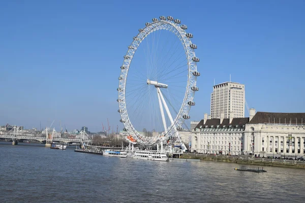 London Storbritannien Mars 2018 Foto London Eye Shot Distance Stranden — Stockfoto