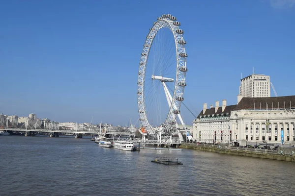 London Storbritannien Mars 2018 Black White Photo London Eye Shot — Stockfoto