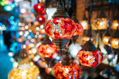 Beautiful turkish mosaic lamps clipart