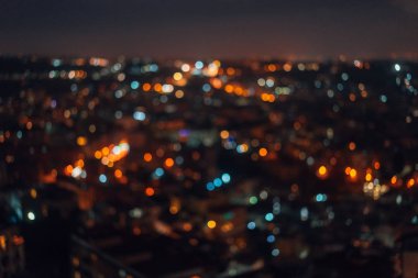 Şehir gece Üstten Görünüm.
