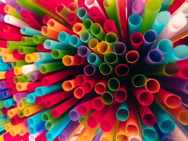 Abstract a colorful of plastic straws — Stock Photo, Image