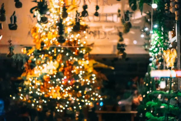 Christmas tree lights, not focus. — Stock Photo, Image