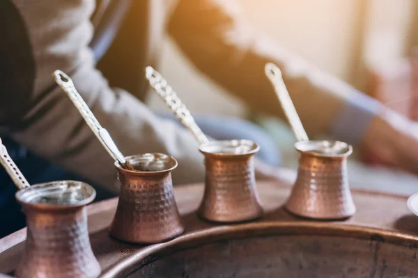 Traditional coffee in the Turks, close view — Stock Photo, Image