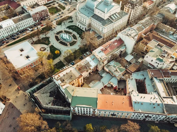 Hoto över staden från ett fågelperspektiv. — Stockfoto