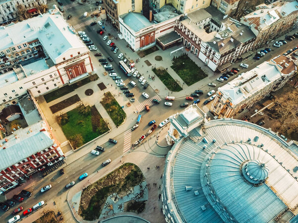 hoto of the city from a birds-eye view.