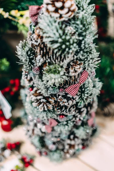 Árvore evergreen cones de pinho de Natal com ramo — Fotografia de Stock