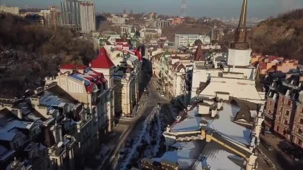 Imagens de drones aéreos. Panorama de podil em kiev — Vídeo de Stock