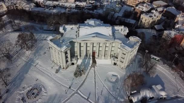 I filmati dei droni aerei. Panorama di podil in kiev — Video Stock