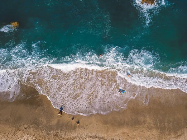 Aerial View From Flying Drone Of People Relaxing — Stock Photo, Image