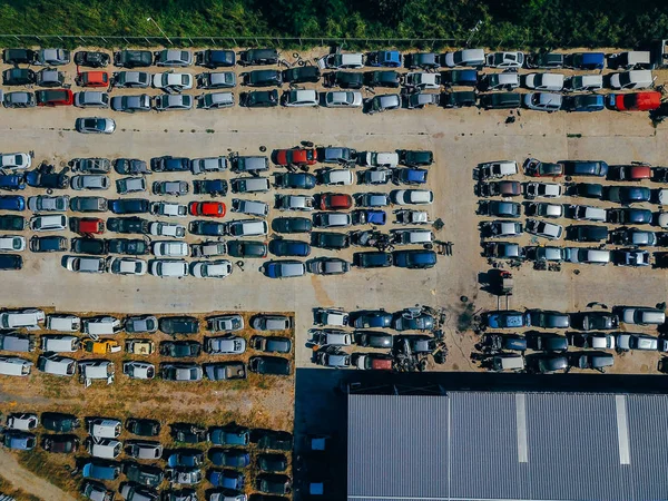 Aerial view of the big car dump — Stock Photo, Image
