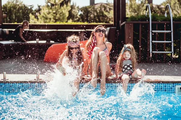Happy mother and two daughters have fun — Stock Photo, Image