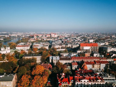 Krakow eski Lehçe şehrin havadan görünümü