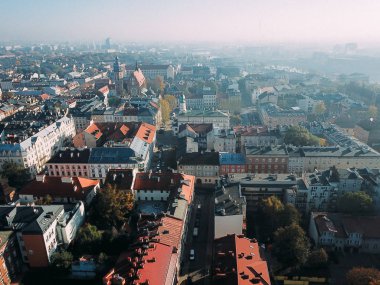 Krakow eski Lehçe şehrin havadan görünümü