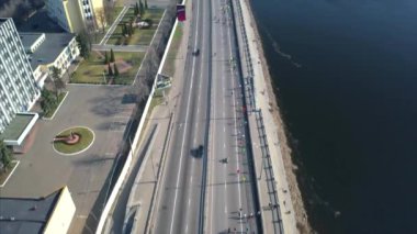 Nova Poshta Kyiv yarı maratonu. 7 Nisan 2019. Kiev. Ukrayna. Havadan görünüm.