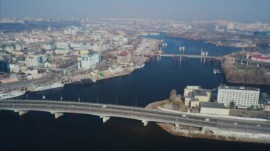 Nova Poshta Kyiv yarı maratonu. 7 Nisan 2019. Kiev. Ukrayna. Havadan görünüm.