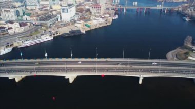 Nova Poshta Kyiv yarı maratonu. 7 Nisan 2019. Kiev. Ukrayna. Havadan görünüm.