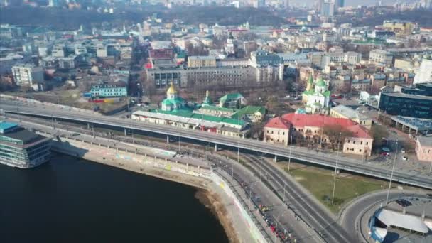 Νόβα ποτά Κίεβο Ημιμαραθώνιος. 7 Απριλίου, 2019. Κίεβο. Ουκρανία. Αεροφωτογραφία. — Αρχείο Βίντεο