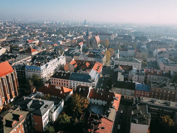 Vue Aérienne De La Vieille Ville Polonaise De Cracovie — Photo