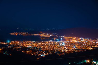 gece şehir üstten görünüm Panoraması.