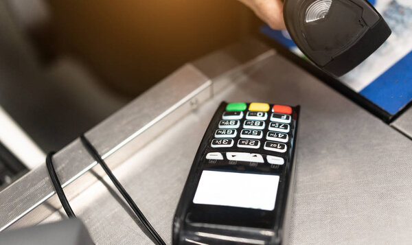 Pos terminal in the shop. Ready for work