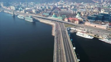 Nova Poshta Kyiv yarı maratonu. 7 Nisan 2019. Kiev. Ukrayna. Havadan görünüm.