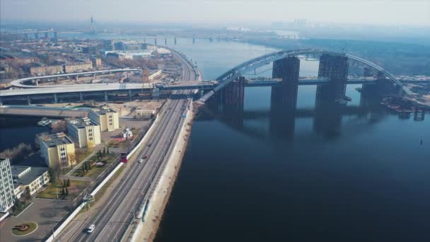 Media Maratón Nova Poshta Kiev. 7 de abril de 2019. Kiev. Ucrania. Vista aérea . — Vídeo de stock