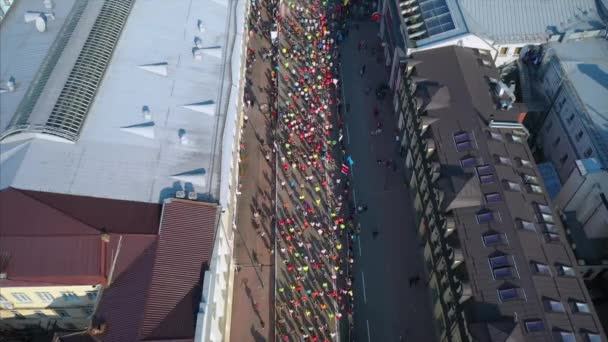 Nova Poshta Kyiv Half Marathon. Aerial view. — Stock Video